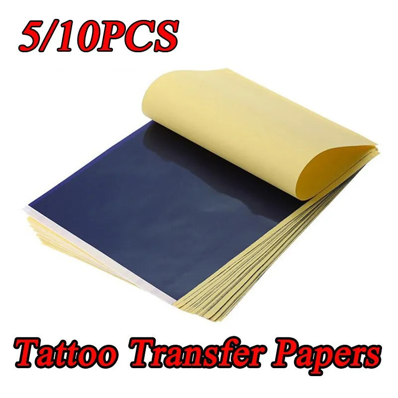 5/10PCS A4 Tattoo Transfer Paper: Carbon Thermal Transfer Tattoo Stencil Copy Tracing Paper - Tattoo Supplies Accessory