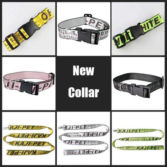 Nylon Dog Collar & Harness Set – Adjustable Durable Leash, Trendy Pet Accessories for Small & Medium Dogs, Seat Belt Safe