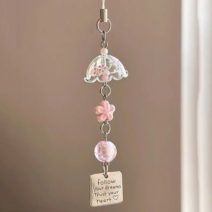 Transparent Wind Chime Keychain – Cute Kawaii Pendant for Mobile, Bag, and Home Decoration