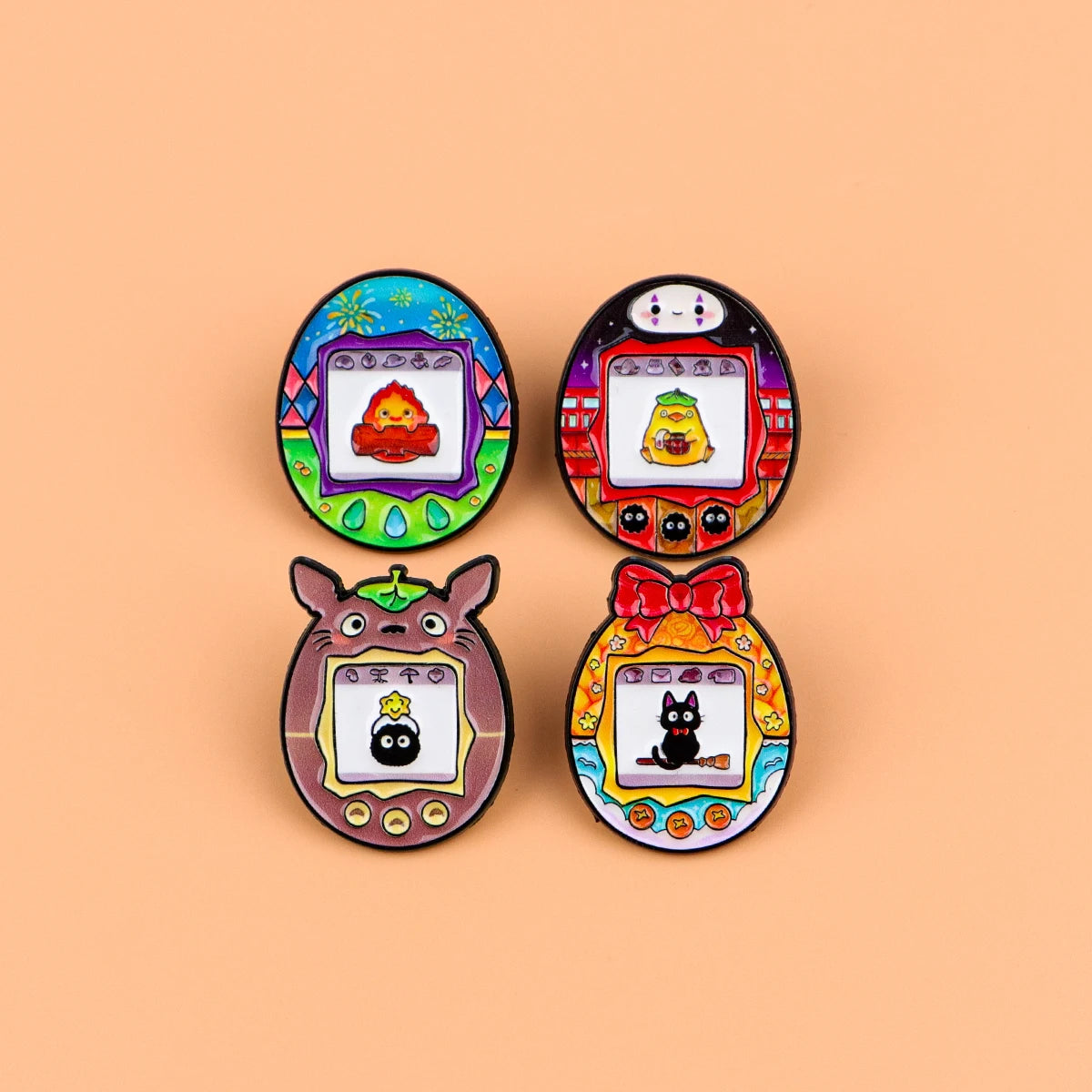 4-Piece Manga Elf Enamel Pin Set - Oval Metal Brooch Badges for Backpacks, Hats, Bags, and Fashion Jewelry Collectors’ Gifts