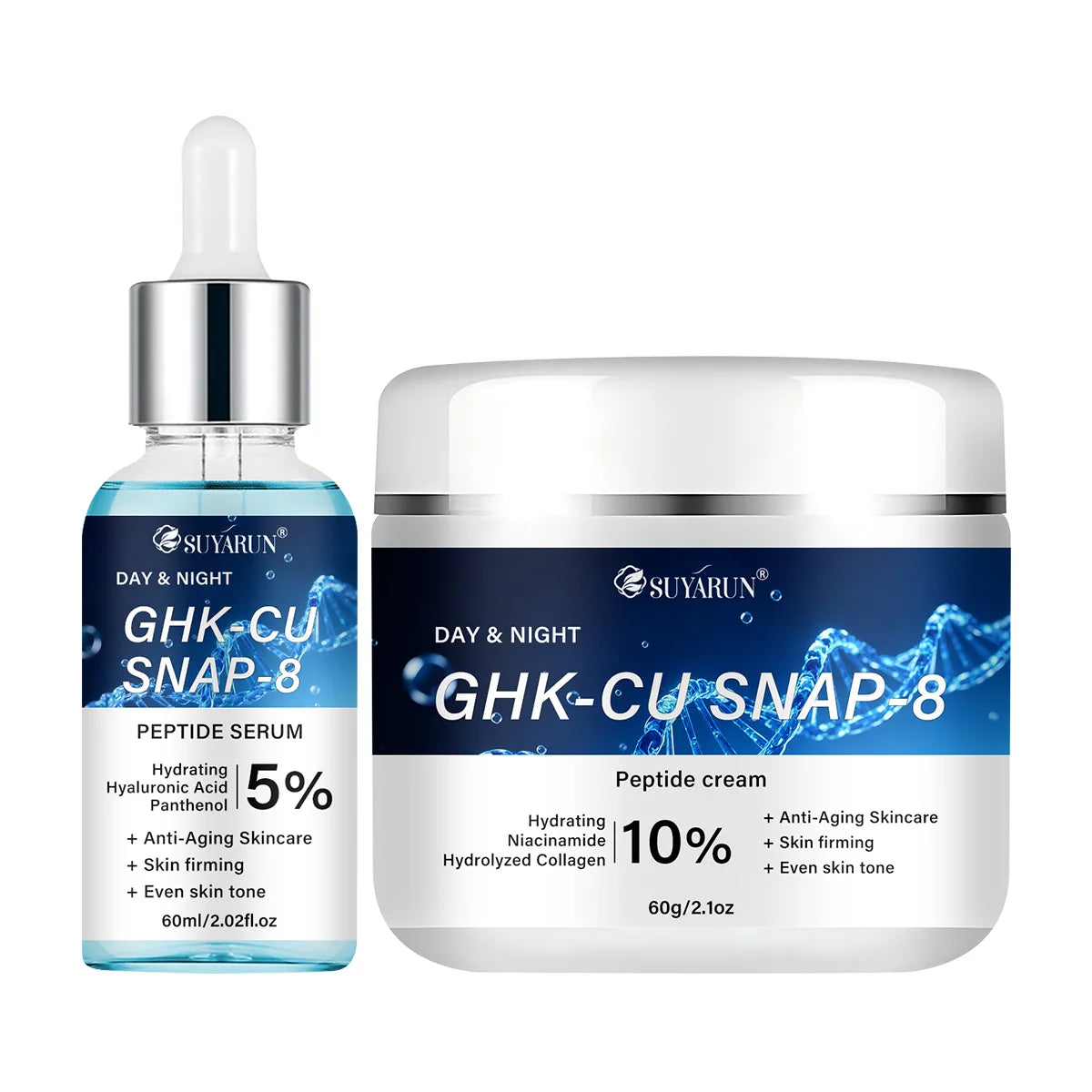 SUYARUN GHK-Cu SNAP-8 Cream & Serum - Anti-Aging Facial Moisturizer for Firming & Hydrating All Skin Types