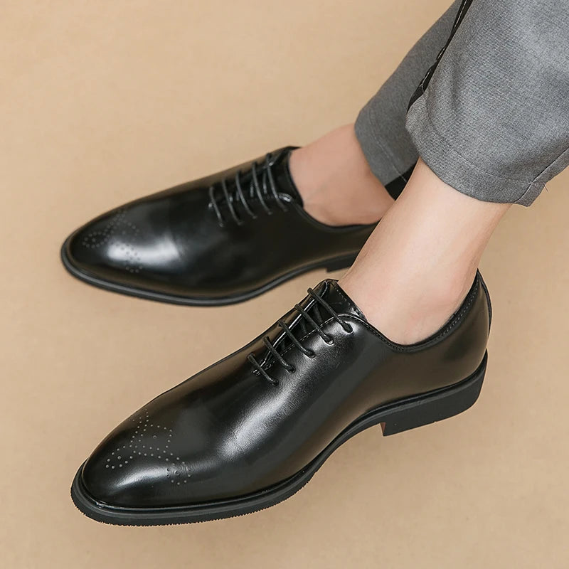 Luxury Men’s Leather Oxford Dress Shoes – High-Quality Gentleman Wedding & Office Shoes 2024
