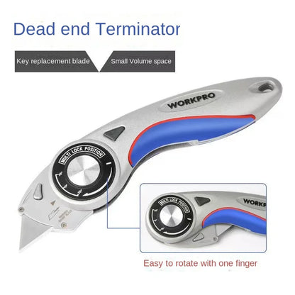 Folding Electrician Utility Knife - Heavy-Duty Cable Stripping, Carpet & Wallpaper Cutting Tool