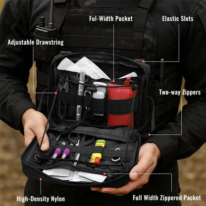 Tactical MOLLE Utility Admin Pouch – EDC Medical Gear Organizer Bag Attachment for Backpack, Hunting & Outdoor Use