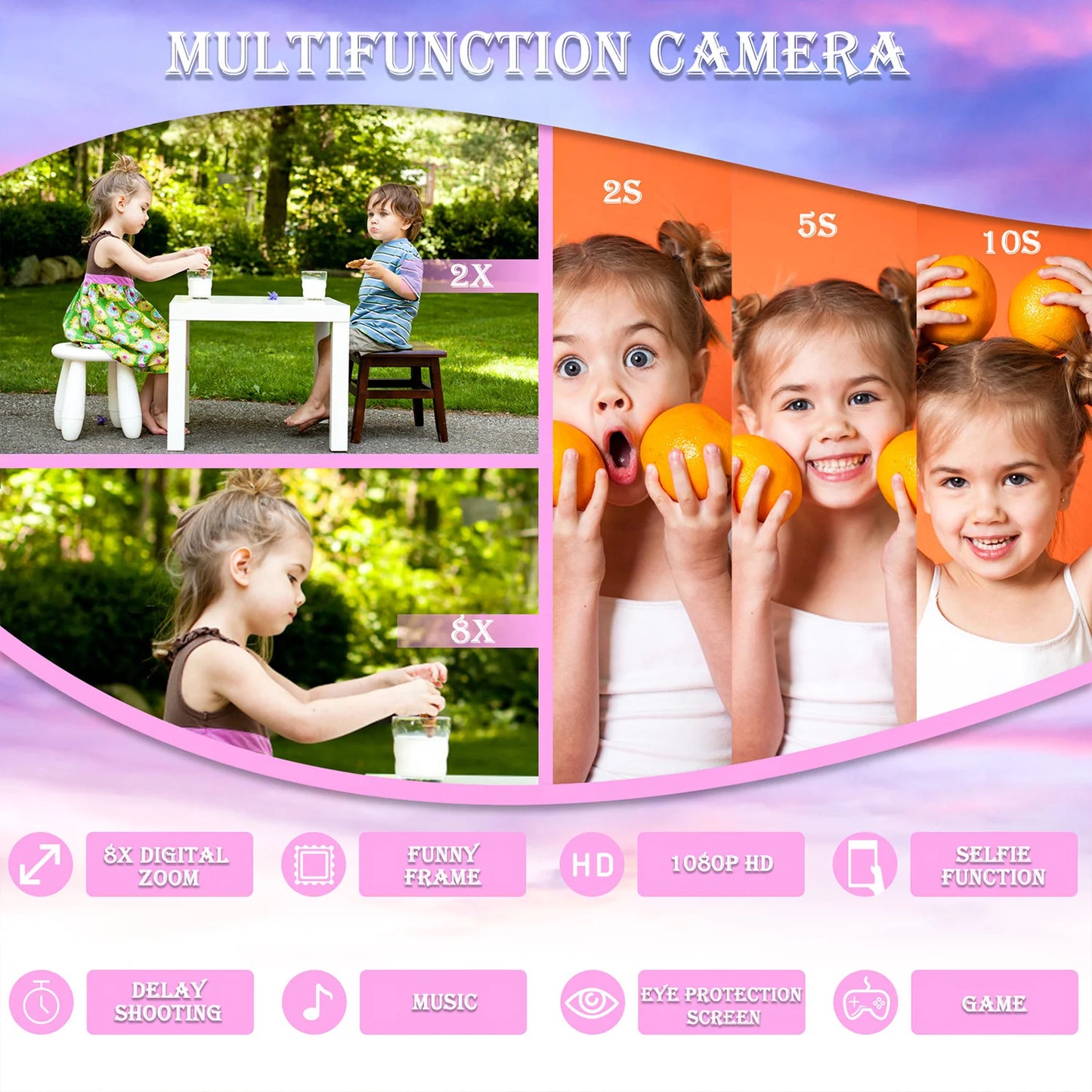 Kids Mini Unicorn Camera - 1080P HD Toy for Boys & Girls, 2" Screen with 32GB SD Card, Perfect Birthday Gift