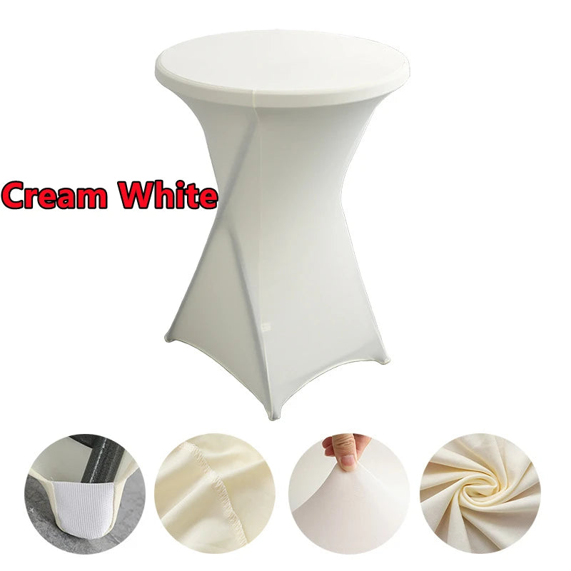 Spandex Round Tablecloth - Stretch Elastic Cocktail Table Cover for Wedding, Party, Hotel & Event Decor