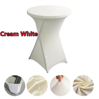 Spandex Round Tablecloth - Stretch Elastic Cocktail Table Cover for Wedding, Party, Hotel & Event Decor