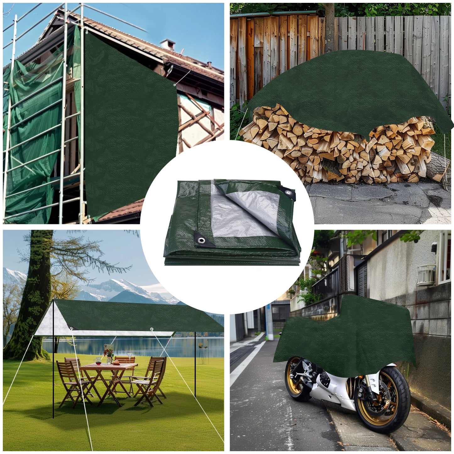 Heavy Duty Waterproof Large Tarpaulin 5x4m / 3x2m – Reinforced Outdoor Rain Cover Multipurpose Tarp for Garden, Backyard, Awning & Canopy Protection