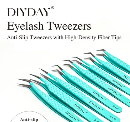DIYDAY Anti-Slip Tweezers — High-Density Fiber Tip for Eyelash Extensions & Eyebrow Precision Beauty Tools