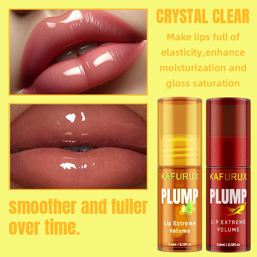 2PC Lip Plump Gloss Set – Long-Lasting Moisturizing Lip Oil Serum for Instant Volume, Repair & Fine Line Reduction