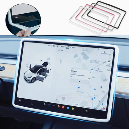 For Tesla Model 3 Y: Highland Screen Protector Silicone Frame - Display Edge Body Cover Central Control Accessories for 2022-2024