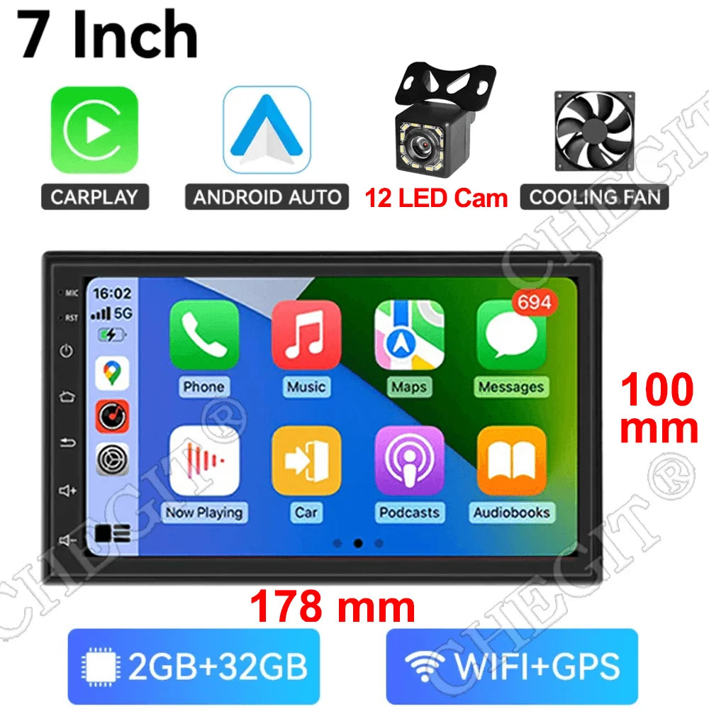 7/9/10-Inch Android 13 Car Radio - Wireless CarPlay, Bluetooth, 64GB Multimedia Stereo