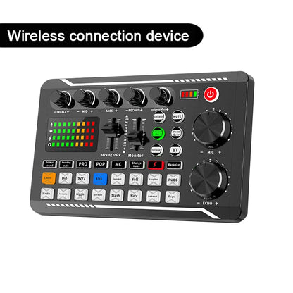 F998 Live Sound Card Audio Mixer - DJ Effects Voice Changer Interface with Bluetooth for Live Streaming, Singing & Recording
