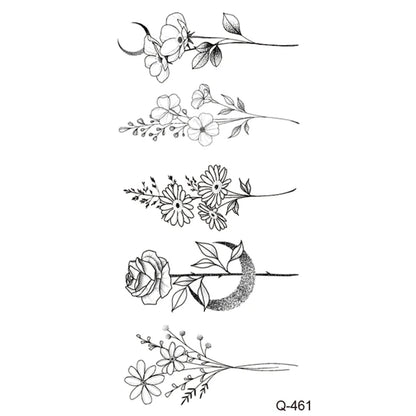 Waterproof Temporary Tattoo Stickers - Mini Black Rose, Butterfly, Arrow, Flower, Wings, Maori, and Snake Designs for Wrist and Neck
