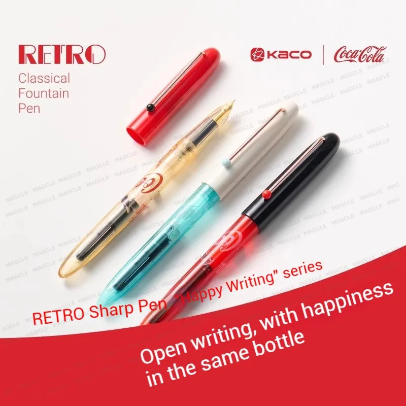 KACO Coca-Cola Retro Fountain Pen - EF Fine Point Ink Pen for Calligraphy, Writing & School Supplies