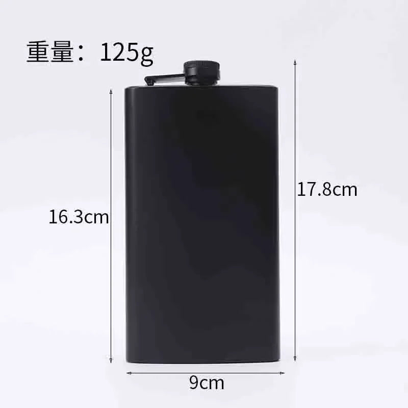 304 SS Portable Hip Flask – Black Whiskey, Vodka, Wine Bottle (6-12oz), Outdoor Bar Party Drinking Utensil