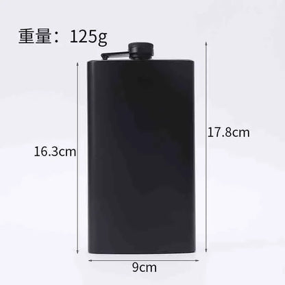 304 SS Portable Hip Flask – Black Whiskey, Vodka, Wine Bottle (6-12oz), Outdoor Bar Party Drinking Utensil