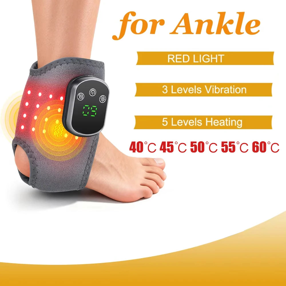 Portable Air Compression Ankle & Foot Massager - 4-Level Intensity Heated Foot Massage Wrap