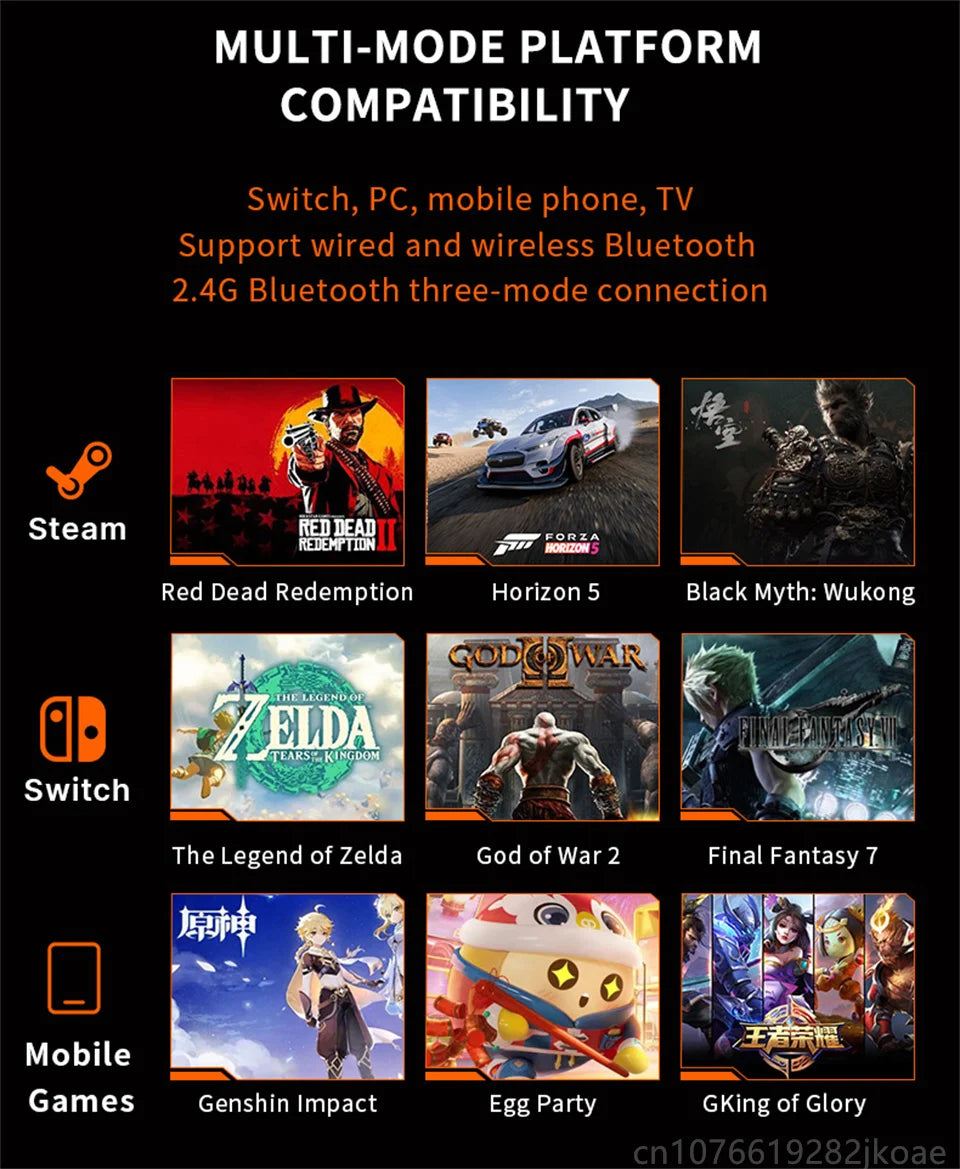Lenovo S02 Wireless Bluetooth RGB Controller - Multi-Function Gamepad for Nintendo Switch OLED, Switch Lite, PC & Mobile
