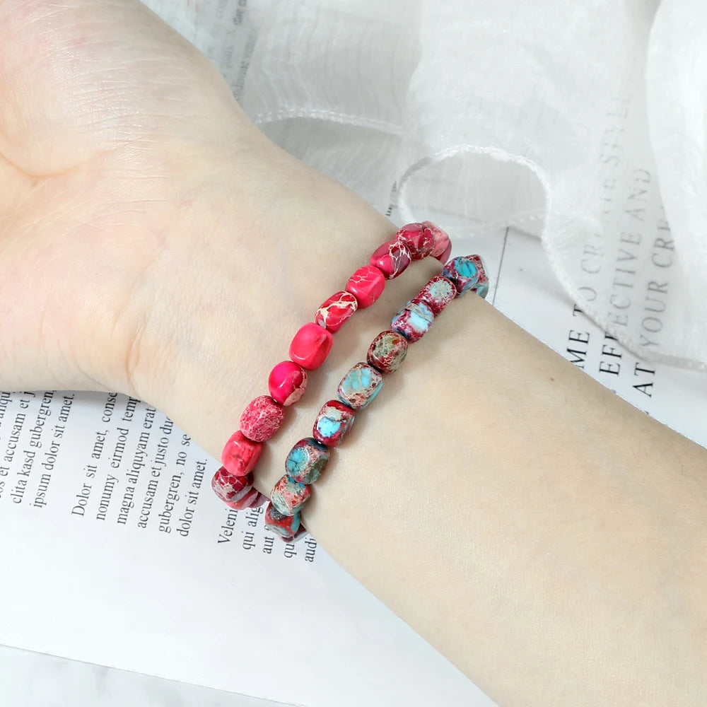 Natural Onyx Stone Bracelet - Bohemian Vintage Charm Elastic Yoga Jewelry for Women & Men