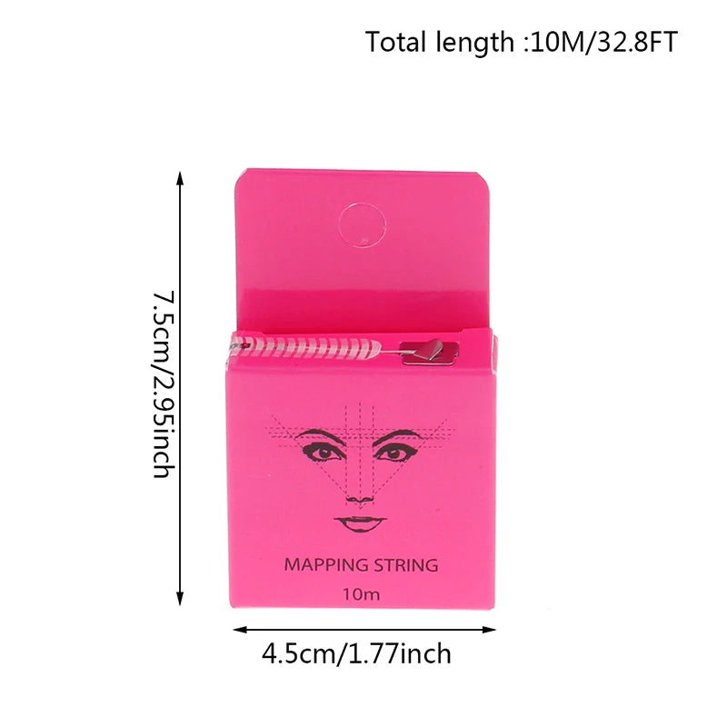 10M Pre-Inked Microblading Mapping String — Eyebrow Brow Marker Thread (White/Black/Pink) for Permanent Makeup