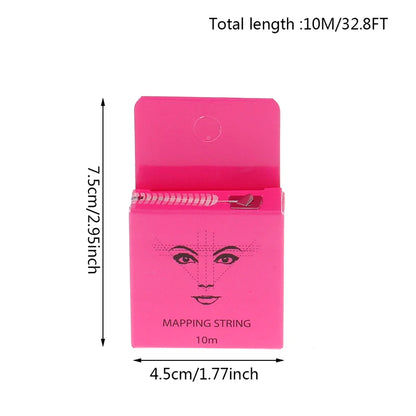 10M Pre-Inked Microblading Mapping String — Eyebrow Brow Marker Thread (White/Black/Pink) for Permanent Makeup