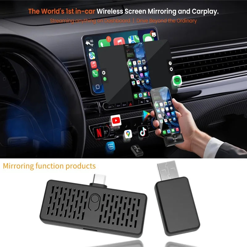 Ottocast Play2Video Pro Car Android AI Box – Wireless CarPlay & Android Auto Adapter, Netflix Ready, Single WiFi Plug & Play