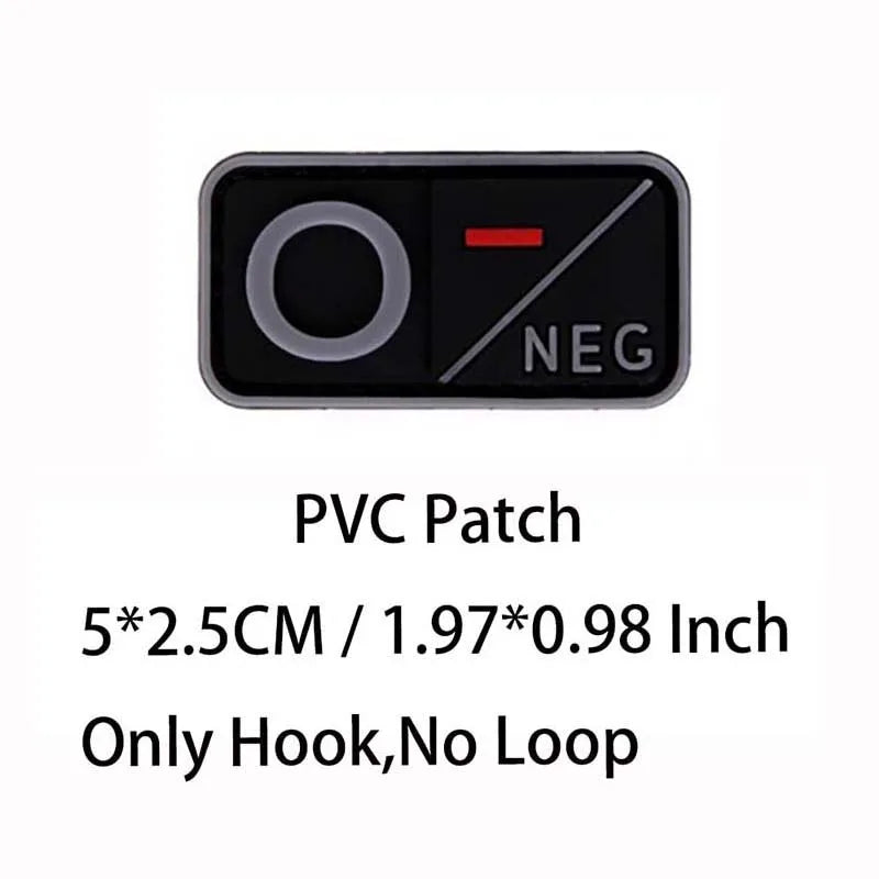 PVC Blood Type Hook Patch - A B AB O Positive Negative Military Tactical Badge for Backpack & Outdoor Gear