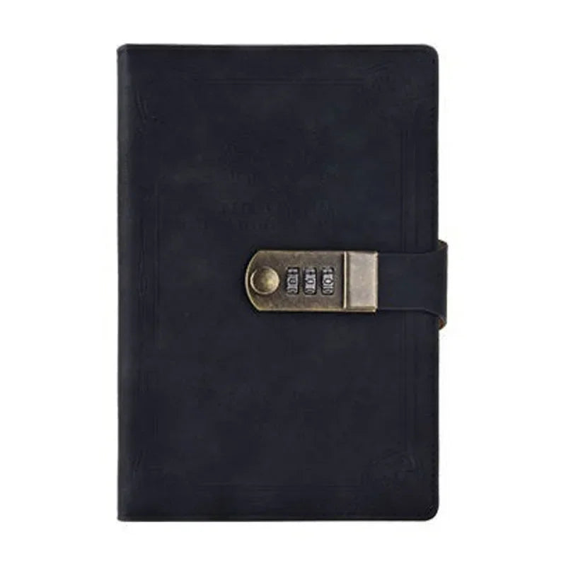 A5 Retro Password Book with Lock – 200 Pages Thick Creative Diary & Student Notepad Notebook