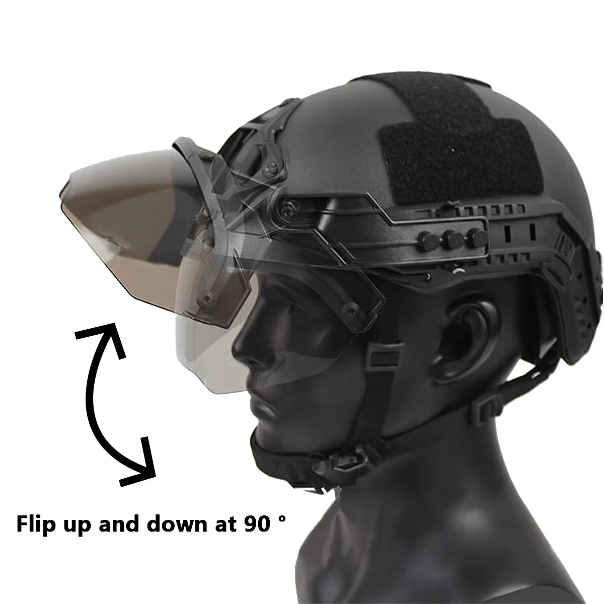 BOOIU Adjustable Tactical Helmet – FAST MICH Helmet with Detachable OP Goggles, Anti-Fog & Anti-Riot CS Protective Gear
