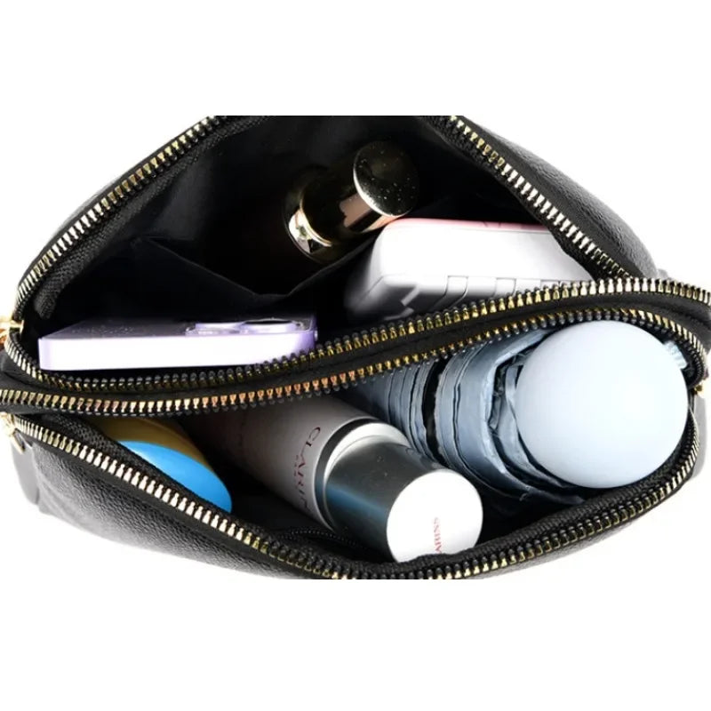 100% Genuine Leather Shoulder Bag for Women - Luxury Designer Cowhide Flap Handbag and Crossbody Messenger Bag