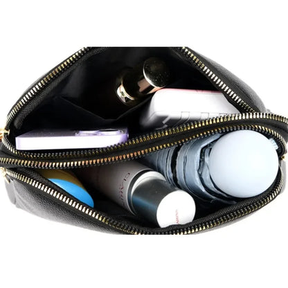 100% Genuine Leather Shoulder Bag for Women - Luxury Designer Cowhide Flap Handbag and Crossbody Messenger Bag