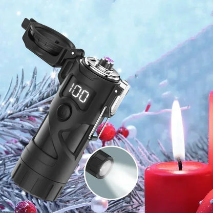 Dual Arc USB Lighter & Flashlight — Windproof Portable Plasma Ignition Survival Tool
