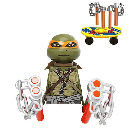 KDL831 Mini Action Figure Building Blocks – Leo, Raph & Don Weapons Movie Bricks MOC DIY Toys for Kids