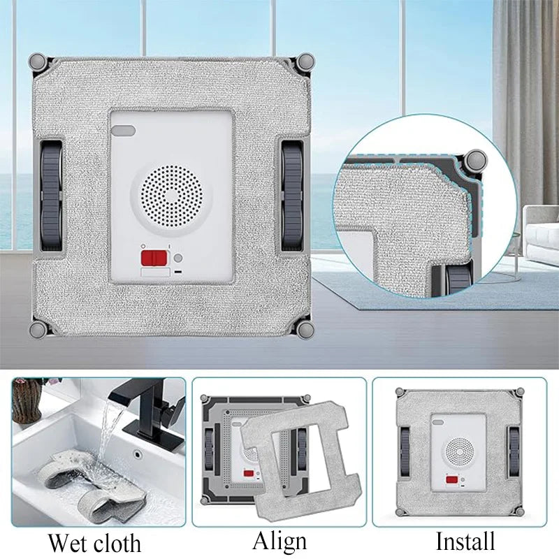 Washable Microfiber Mop Pads for Ecovacs Winbot W1/W1 Pro/W2/W2 Omni – Window Cleaning Robot Replacement Accessories