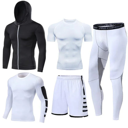 Men's Running Tracksuit Set - Compression Fitness Sportswear With Leggings, Gym Tights & Training Sweatpants