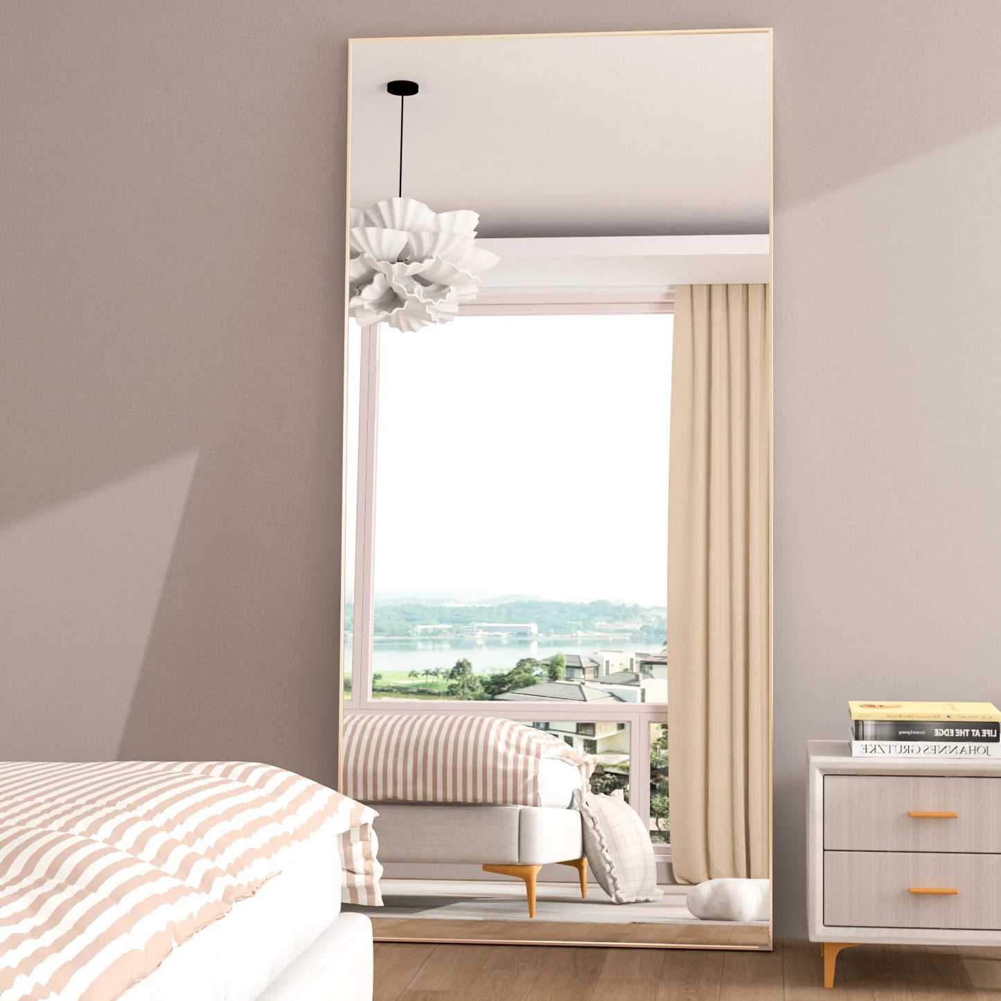 CASSILANDO Full-Length Floor Mirror – 65"x24" Black Metal Frame Full Body Standing Mirror