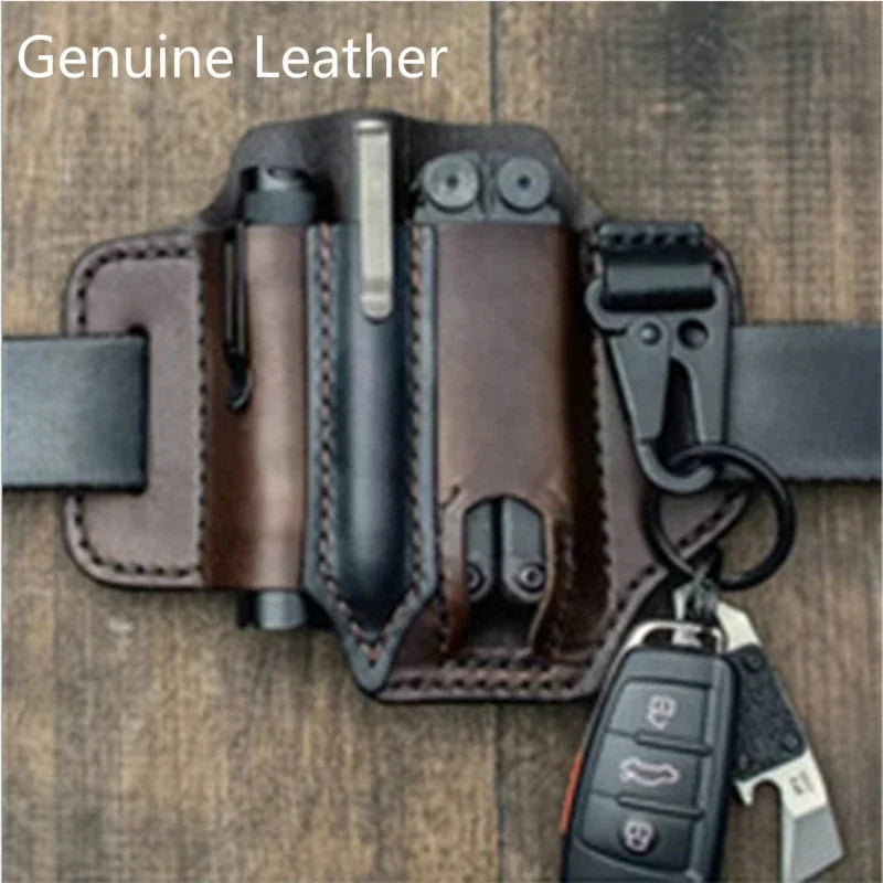Leather Multitool Sheath - EDC Pocket Organizer Pouch for Leatherman Tools Camping Gear