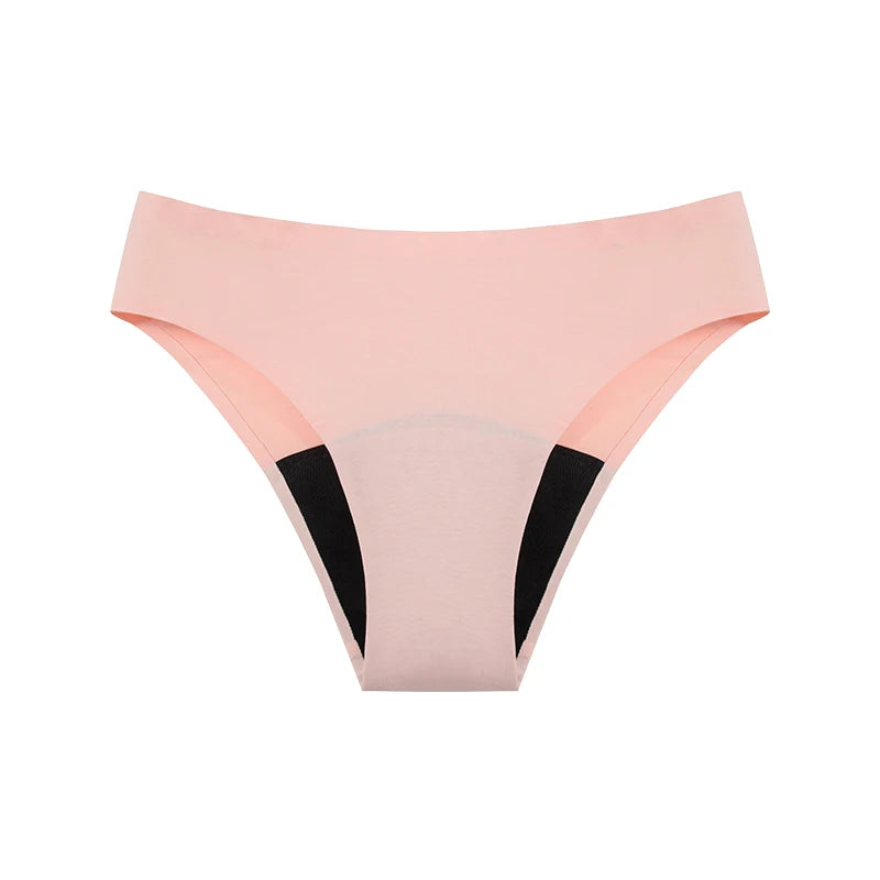 Seamless Cotton Menstrual Panties – 4-Layer Leakproof Fast-Absorption Period Underwear for Teens, Mid-Rise Incontinence Macaron Undies