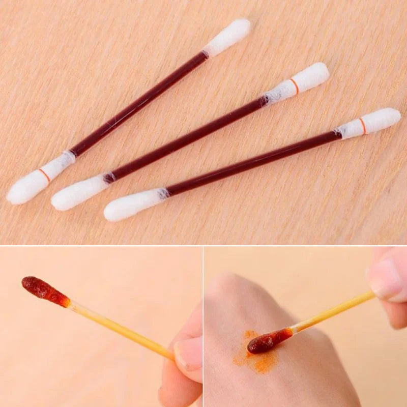 50-Piece Disposable Iodine Cotton Swabs - Individually Packaged First Aid Antiseptic Sticks for Travel, Hiking, and Emergency Kits