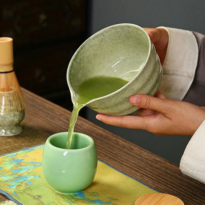 4pcs Japanese Ceramic Matcha Tea Set – High-End Gift Box with Whisk, Bowl, Grinder & Brush