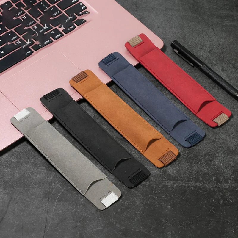 Adjustable Elastic Band Pen Holder - PU Leather Pen Sleeve Pouch, Detachable, Fits Notebook - Elastic Notebook Pen Holder