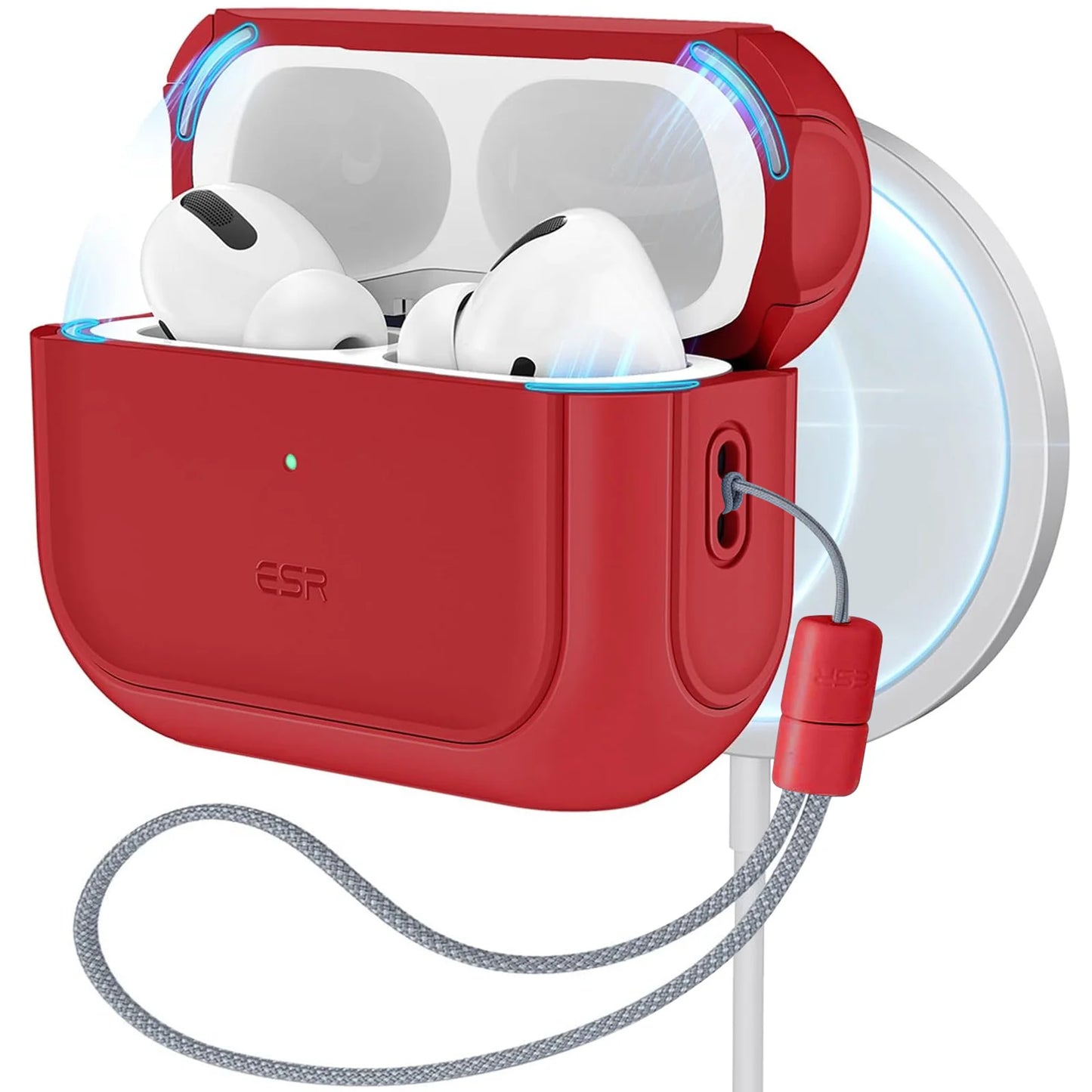 ESR AirPods Pro 2 Case with Lanyard – MagSafe Compatible Cover for AirPods Pro (2023/2022/2019) with USB-C/Lightning Cable