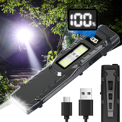 LED Ultra Slim Flashlight 1200LM — Mini Portable Pocket Light with Pen Clip, IPX44 Waterproof for Camping & Hiking