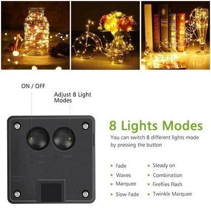 Solar LED Fairy String Lights - Waterproof Outdoor Garden Twinkle Lights for Patio & Party Decor