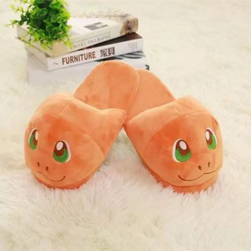 Anime Pokémon Cotton Warm Slippers — Pikachu, Gengar, Snorlax Plush Indoor Shoes for Women, Autumn Winter Home Footwear