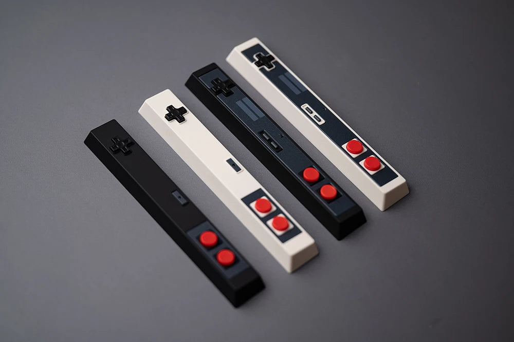 Retro Gamepad Keycap 6.25u Spacebar – Artisan ABS Keycap for MX Switches, Black & White for Mechanical Gaming Keyboards