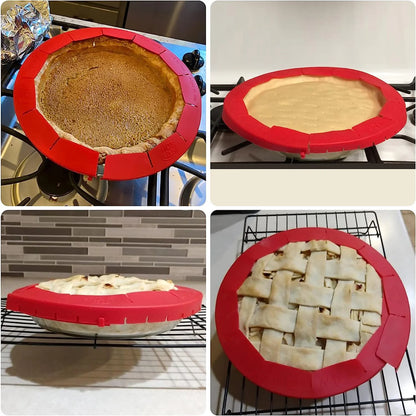8-11 Inch Adjustable Pie Crust Shield - Reusable Silicone Pie Protector for Baking, Household Kitchen Tool
