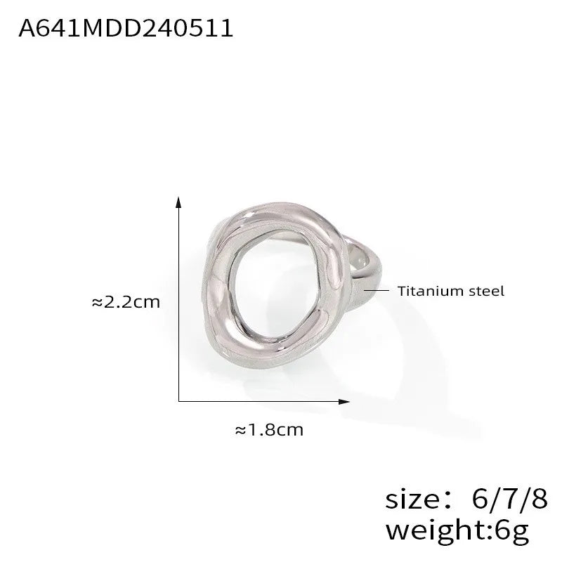 316L Stainless Steel Gold Plated Oval Ring – Large Luxury Waterproof Women’s Jewelry
