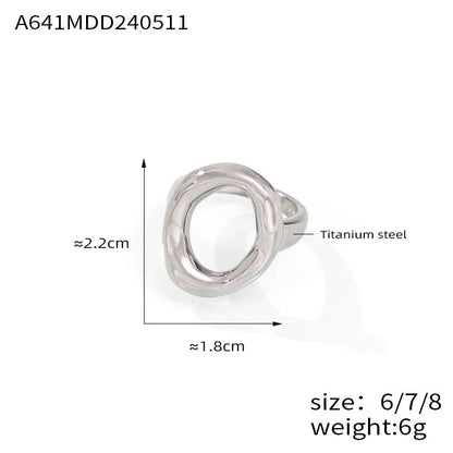 316L Stainless Steel Gold Plated Oval Ring – Large Luxury Waterproof Women’s Jewelry